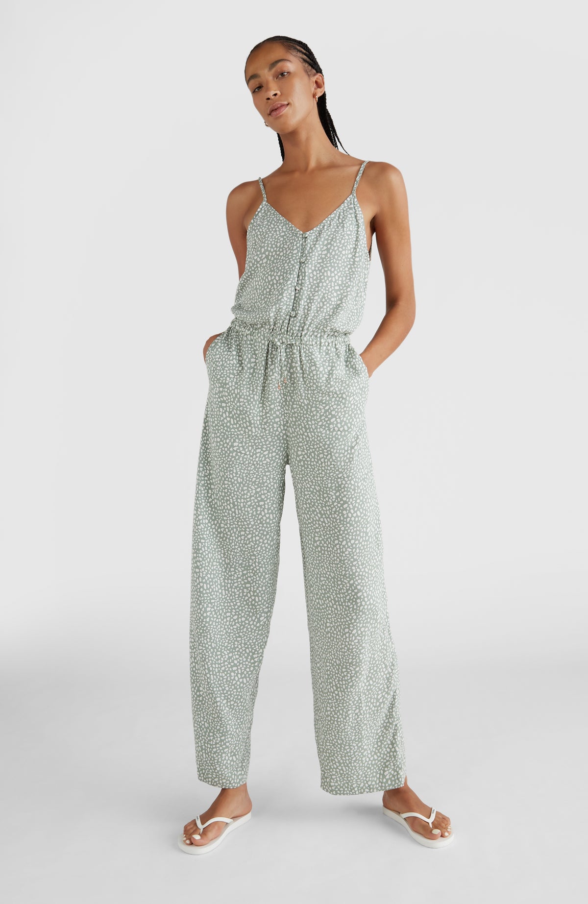 Beach Straight Leg Jumpsuit | Green AO 1