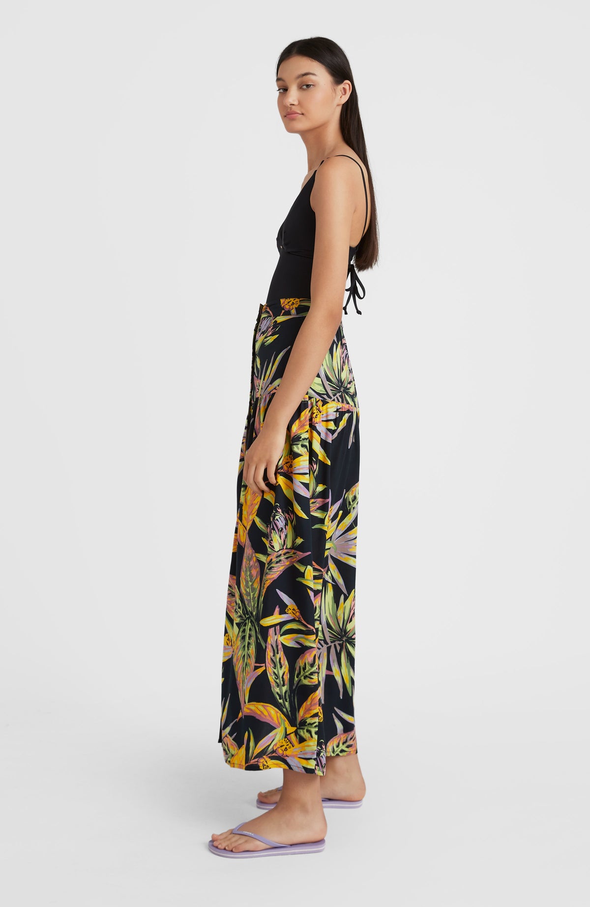 Alofa Maxi Skirt | Black Tropical Flower