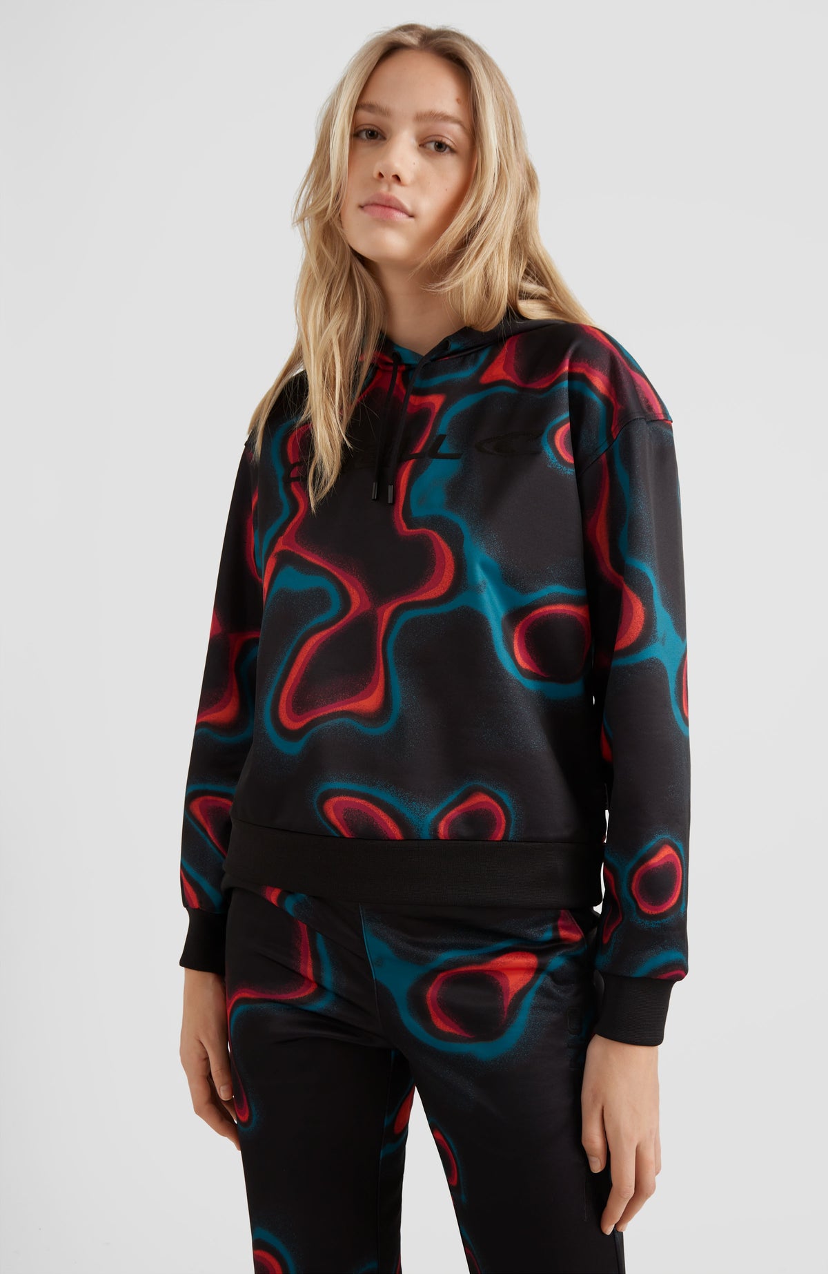 All Over Print Rutile Hooded Fleece | Black Heat Map