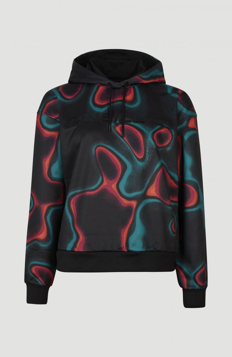 All Over Print Rutile Hooded Fleece | Black Heat Map