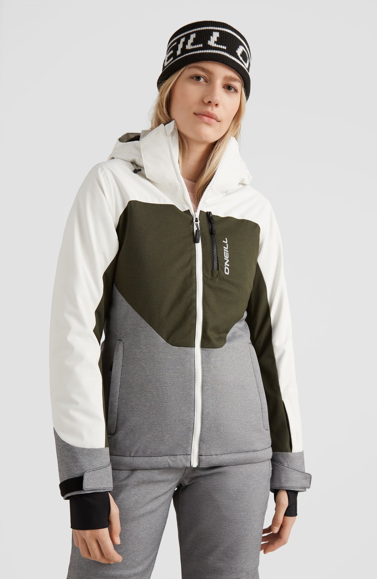 Diamond Snow Jacket | Snow White Colour Block