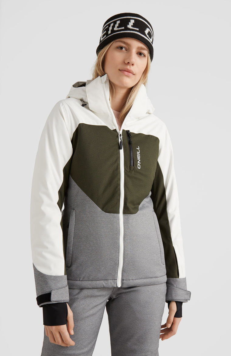 Diamond Snow Jacket | Snow White Colour Block