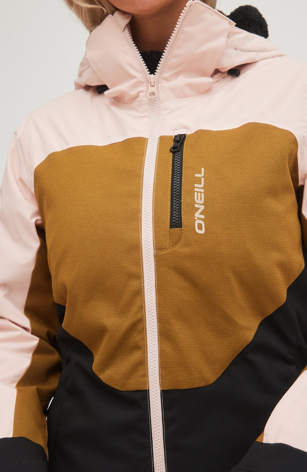 Diamond Snow Jacket | Peach Whip Colour Block