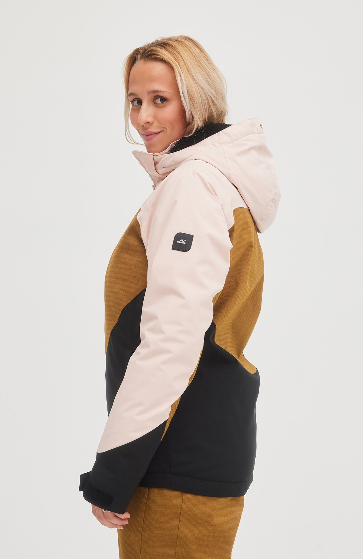 Diamond Snow Jacket | Peach Whip Colour Block