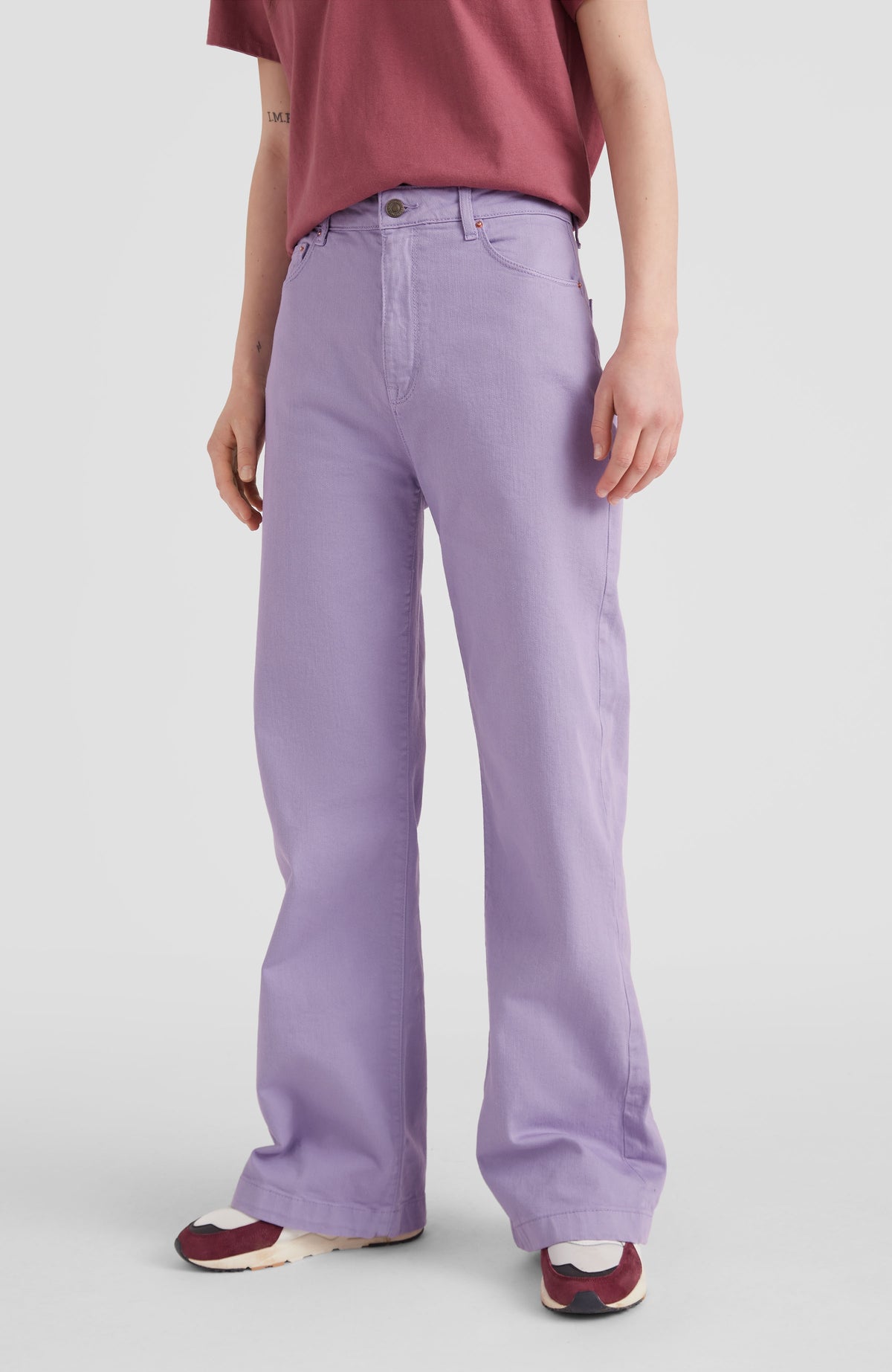 Twill High-Waist Pants | Purple Rose