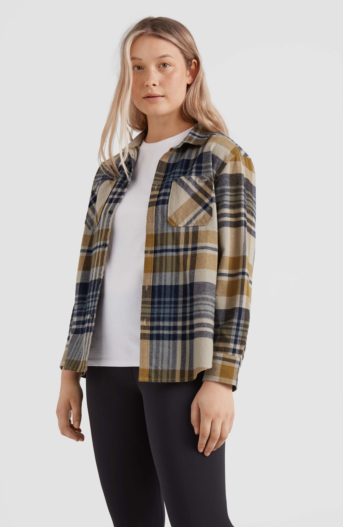 Checked Flannel Shirt | Beige Plaid Check