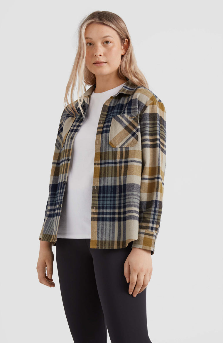 Checked Flannel Shirt | Beige Plaid Check