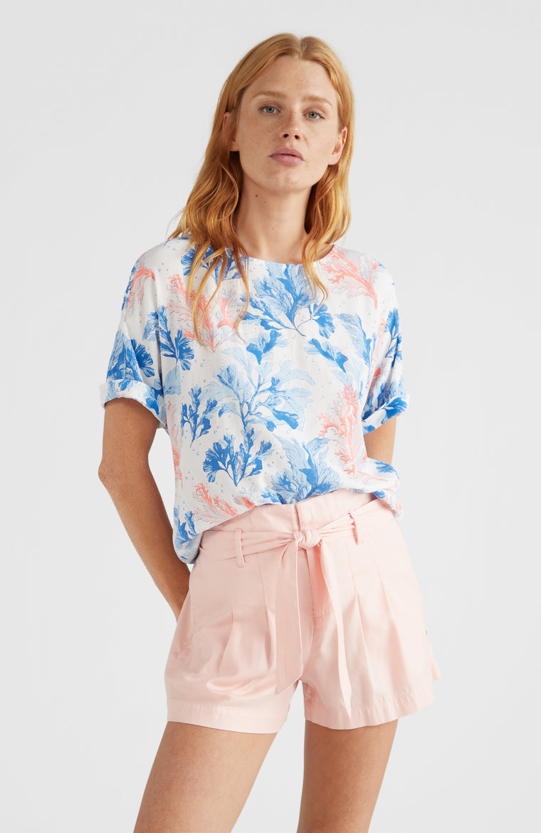 Belted High-Waist Shorts | Tropical Peach
