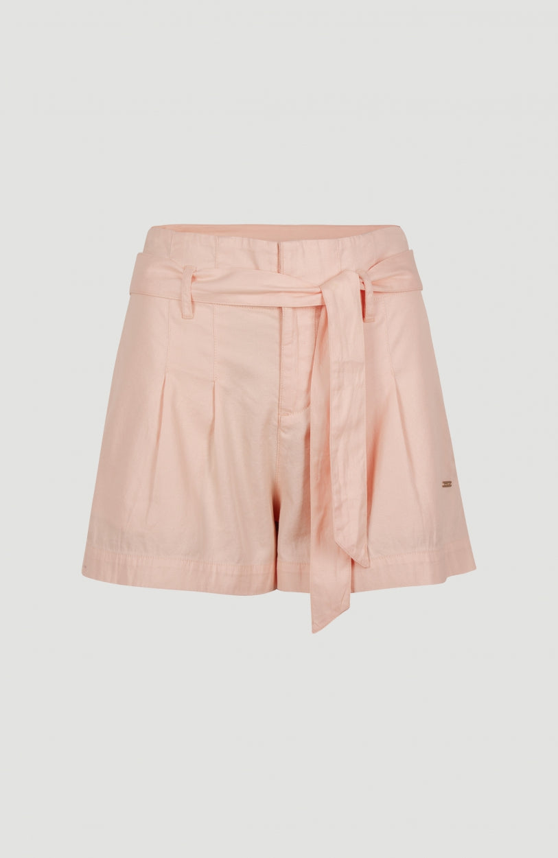 Belted High-Waist Shorts | Tropical Peach