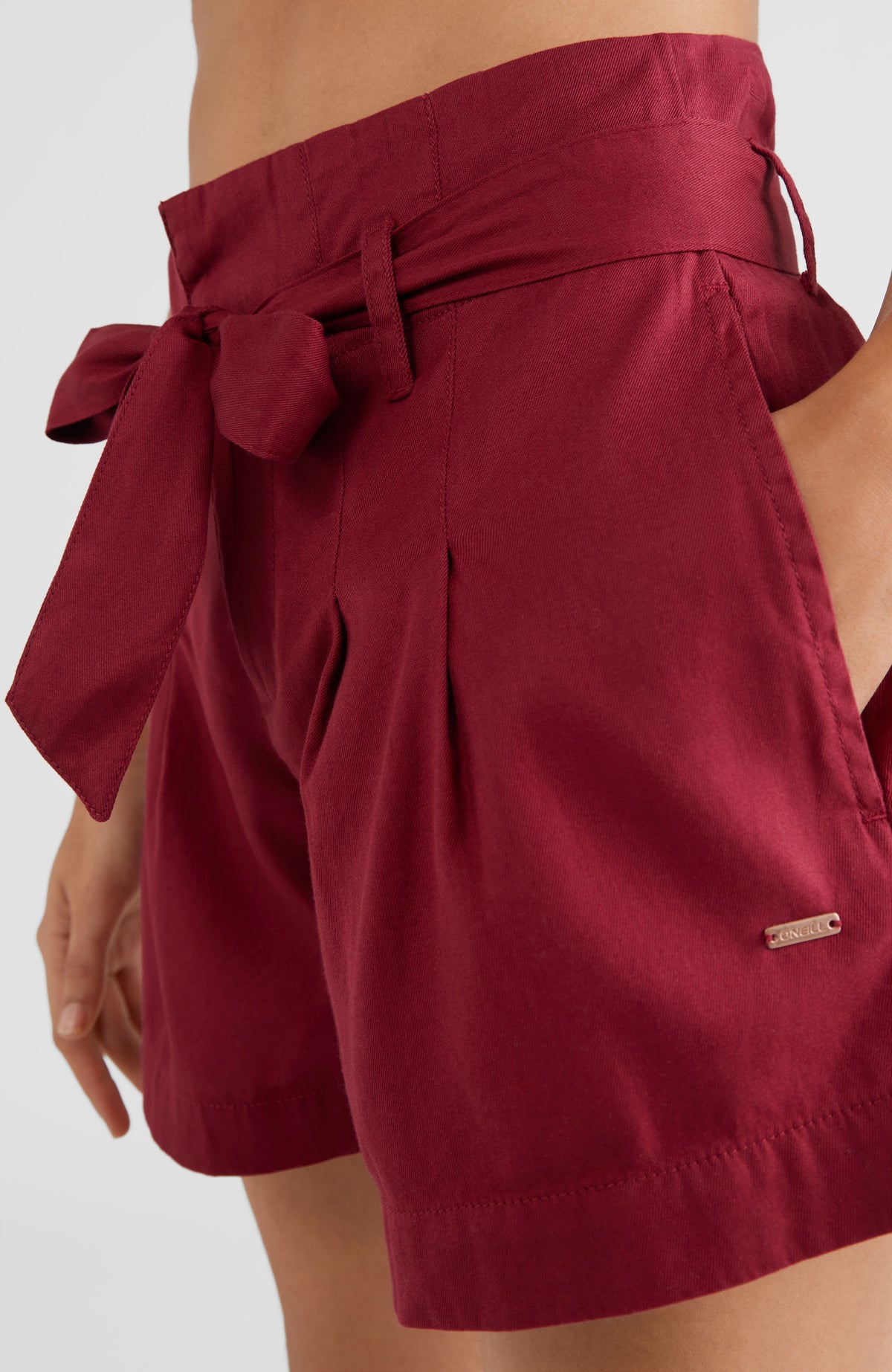 Belted High-Waist Shorts | Biking Red