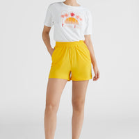 Active Elasticated High-Waist Shorts | Old Gold