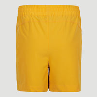 Active Elasticated High-Waist Shorts | Old Gold