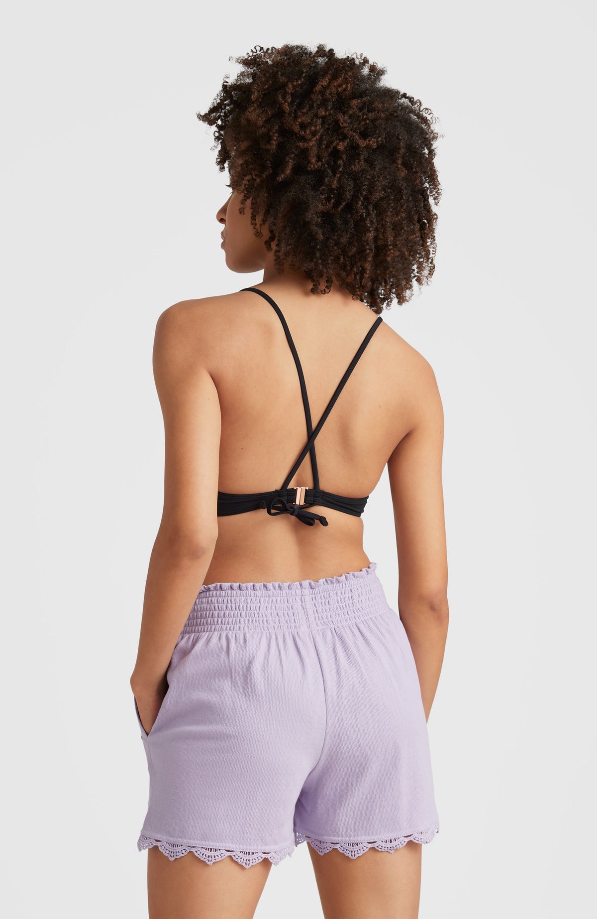 Ava Smocked High-Waist Sweatshorts | Purple Rose