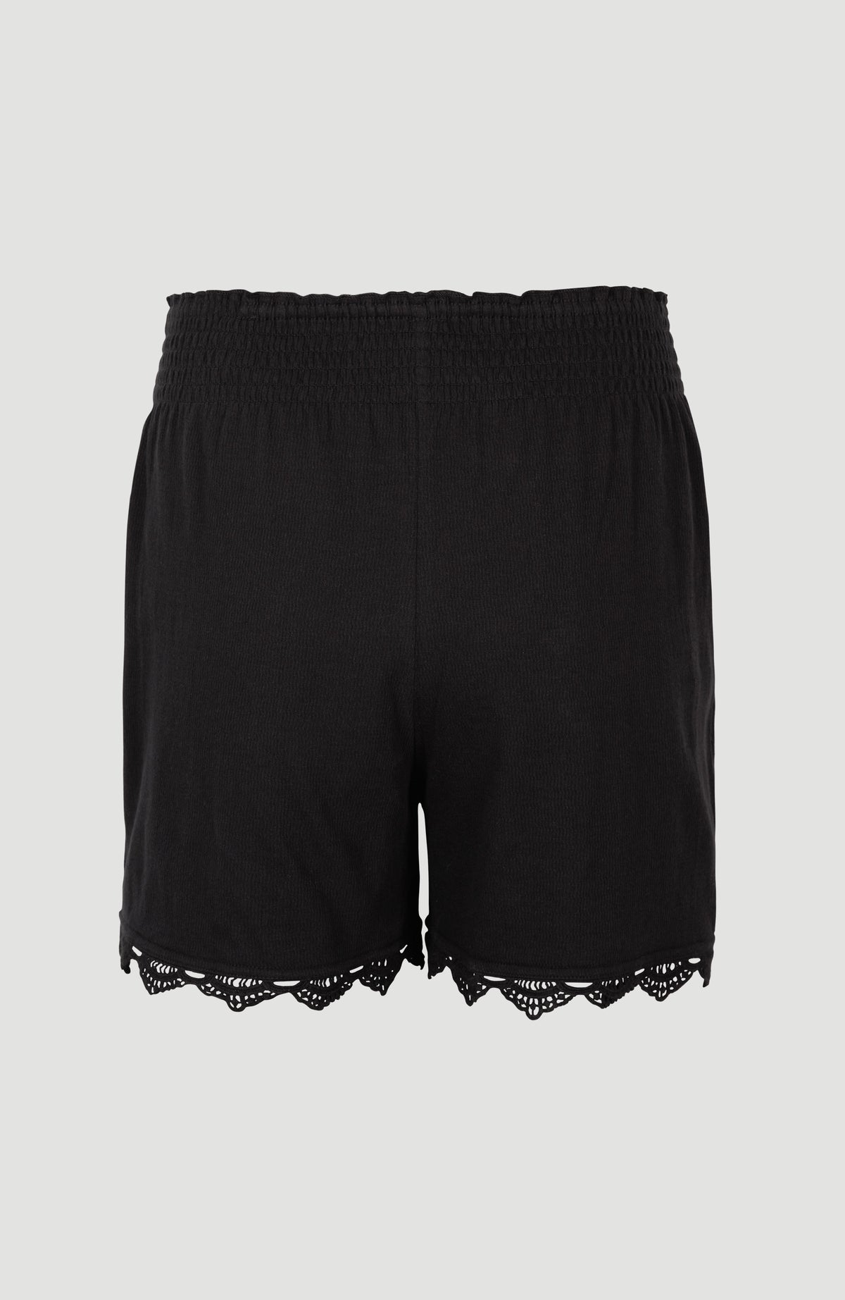 Ava Smocked High-Waist Sweatshorts | Black Out