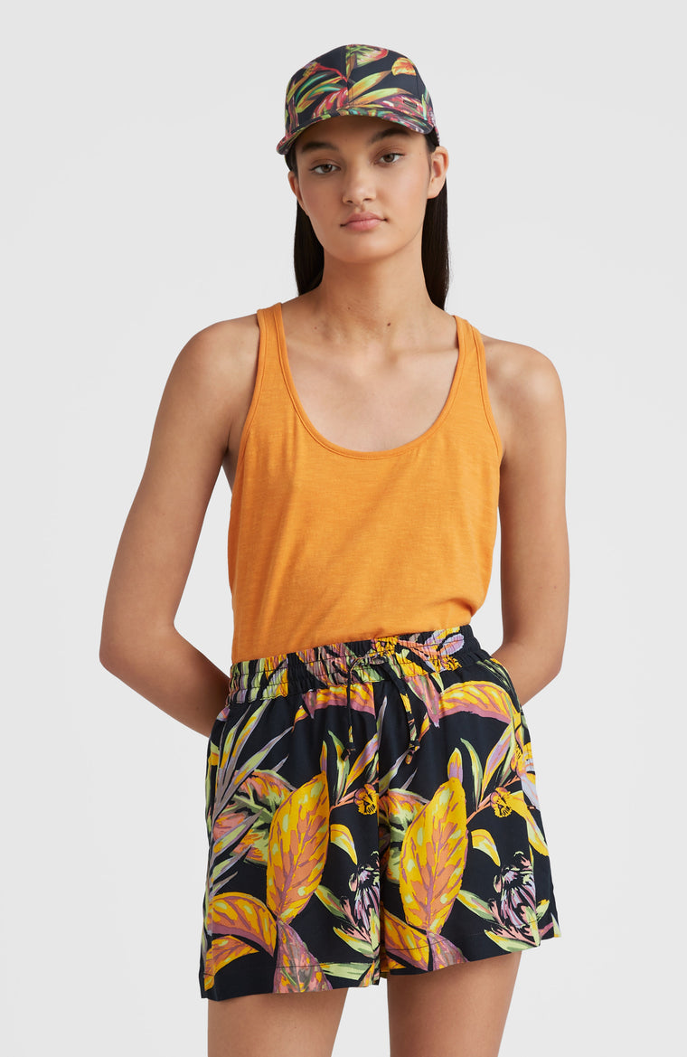 Amiri High-Waist Beach Shorts | Black Tropical Flower