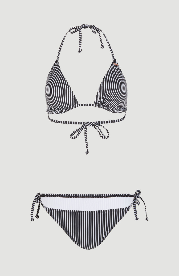 Capri - Bondey Triangle Bikini Set | Black Simple Stripe