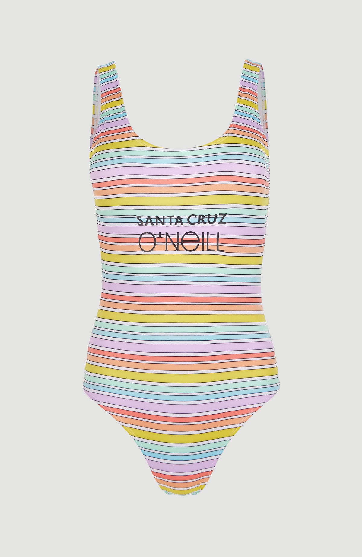 Cali Retro Swimsuit | Bright Multi Coloured Stripe