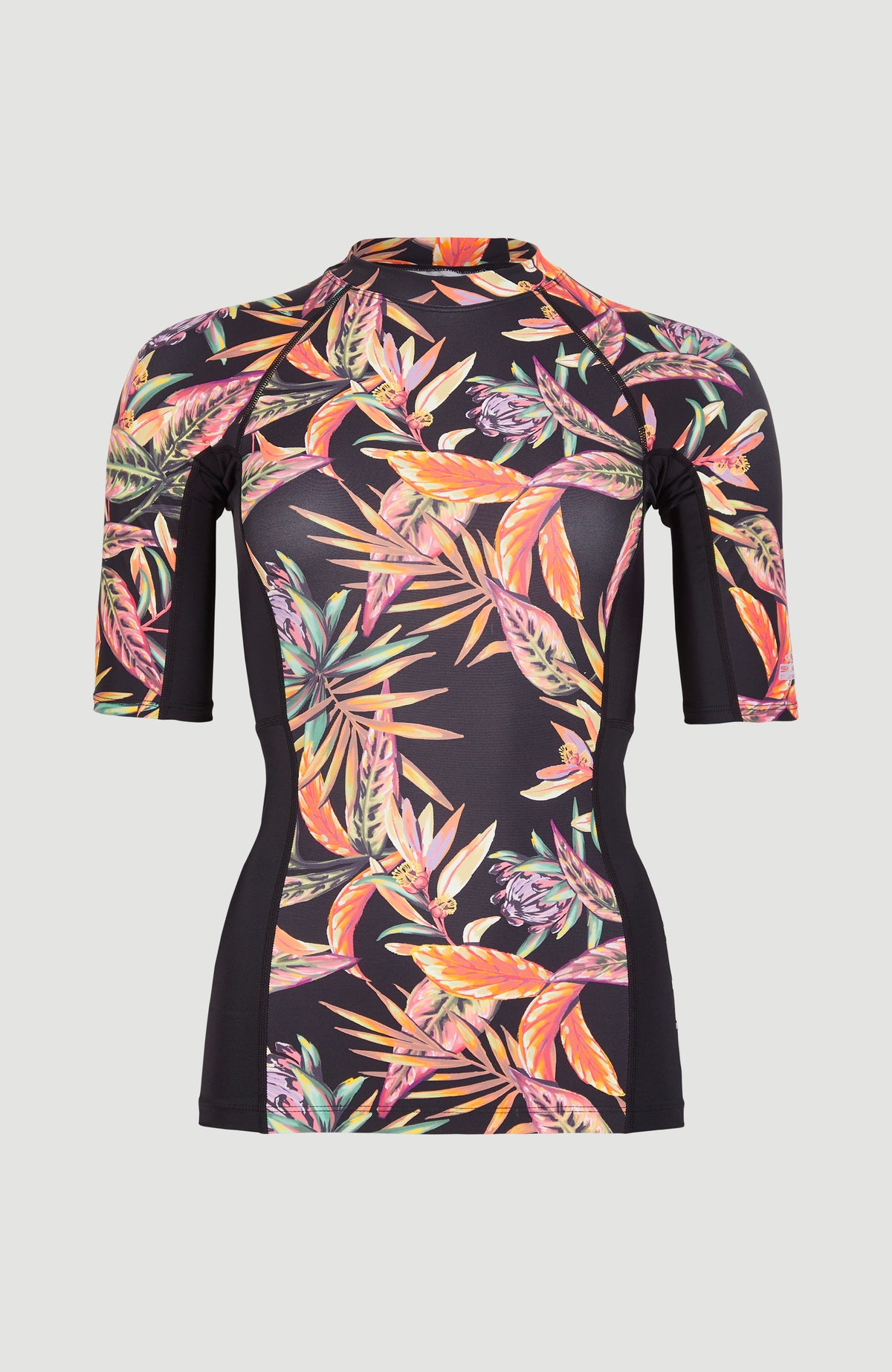 Anglet Shortsleeve UPF 50+ Sun Shirt Skin | Black Tropical Flower
