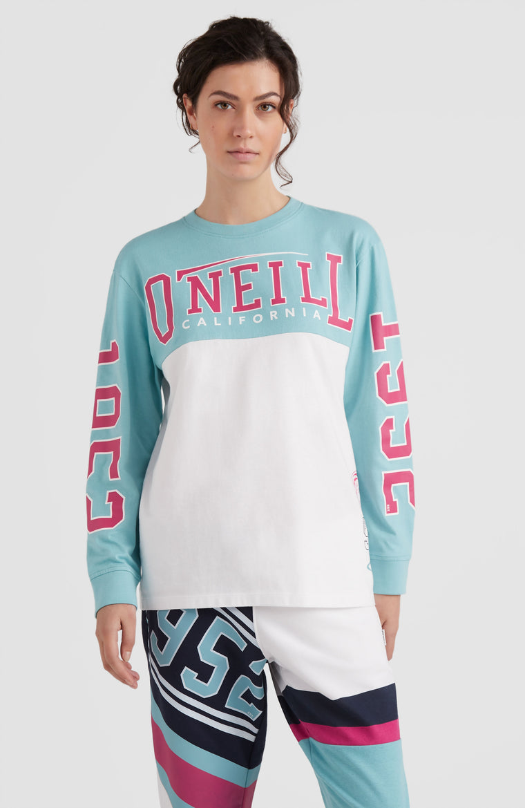 Collegiate Progressive Long Sleeve T-Shirt | Aqua Sea Colour Block