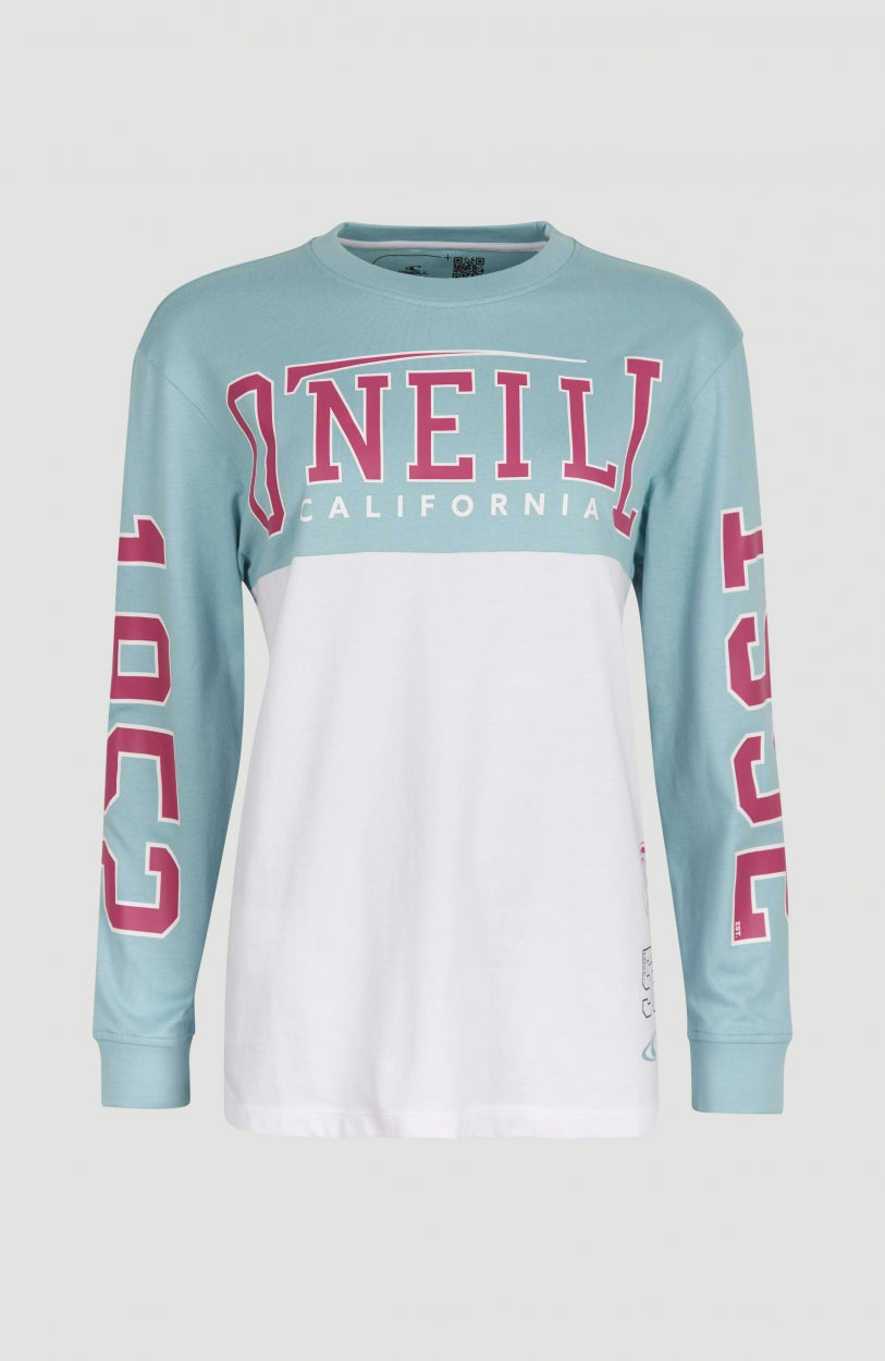 Collegiate Progressive Long Sleeve T-Shirt | Aqua Sea Colour Block