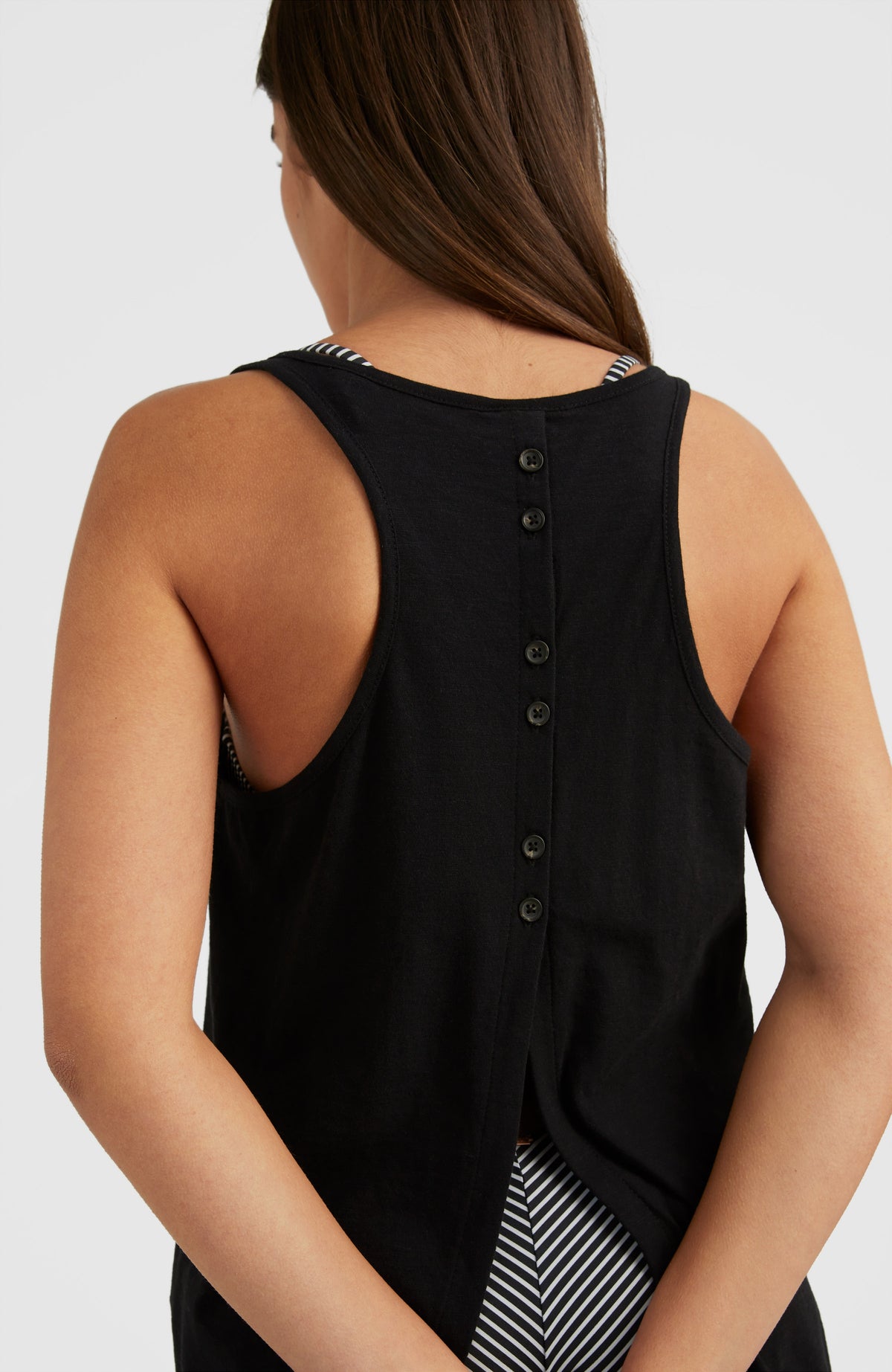 Ella Button Back Tanktop | Black Out