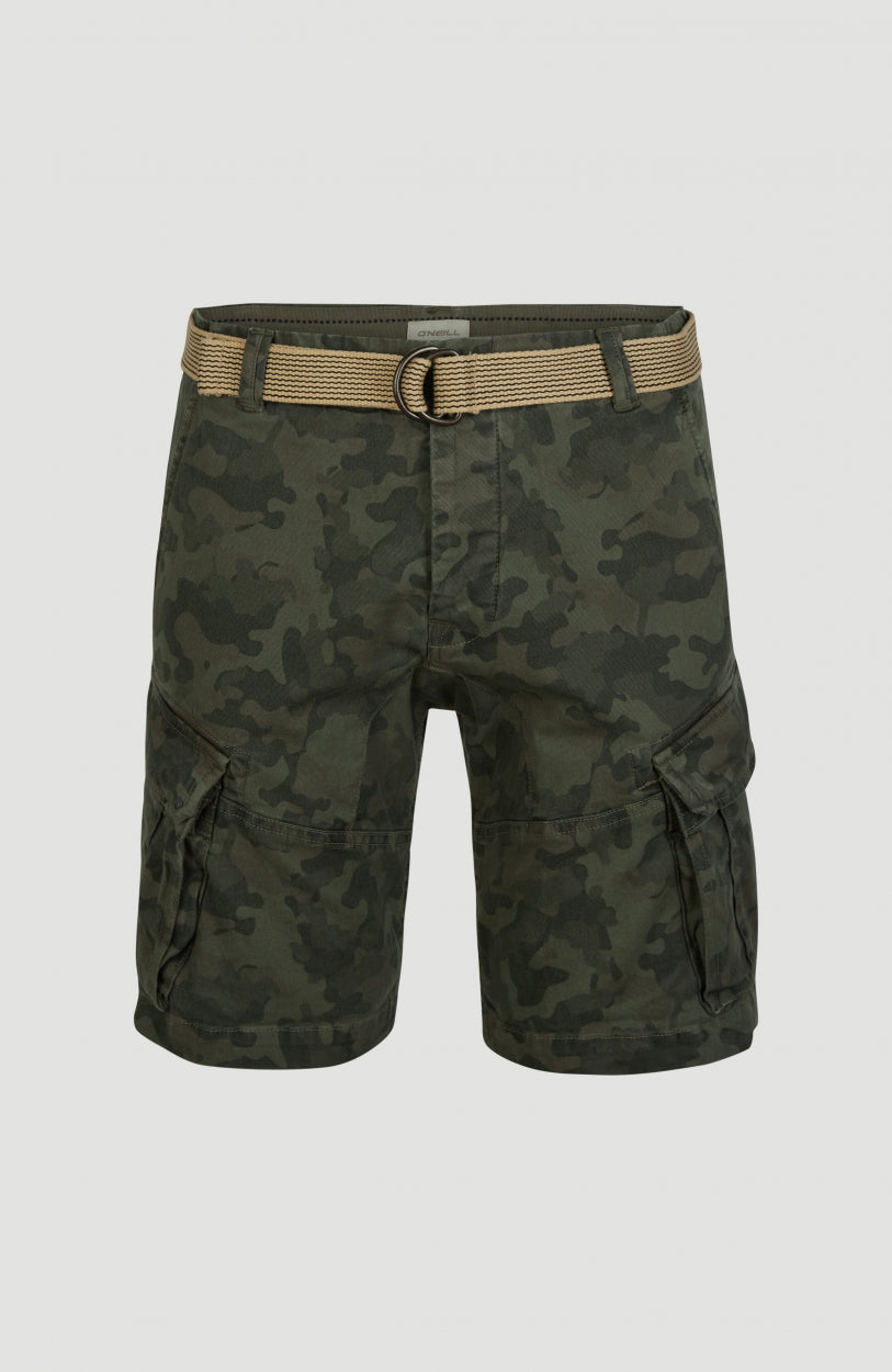 Camo Cargo Shorts | Olive Leaves -A