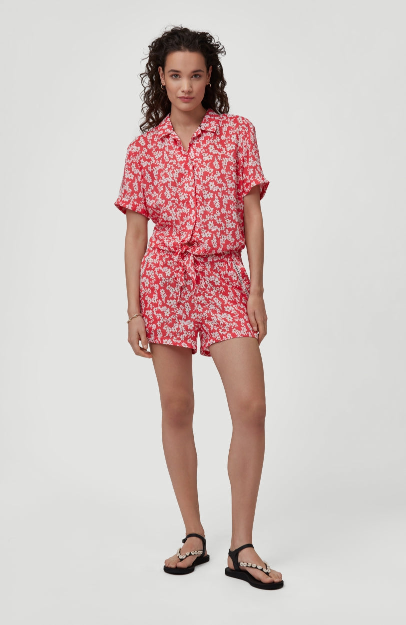 Cali Woven Shirt Shortsleeve | Red With Pink or Purple