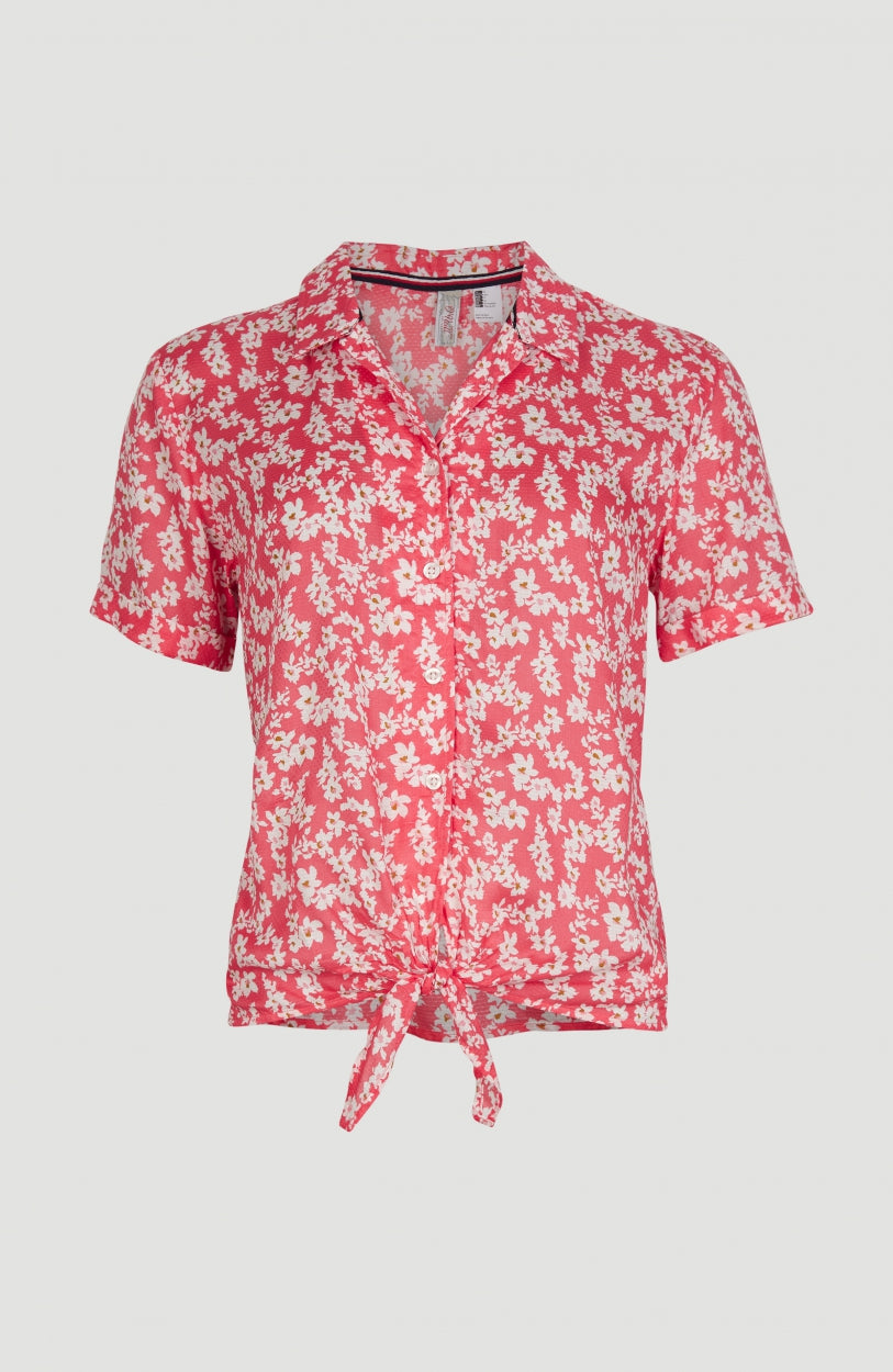 Cali Woven Shirt Shortsleeve | Red With Pink or Purple