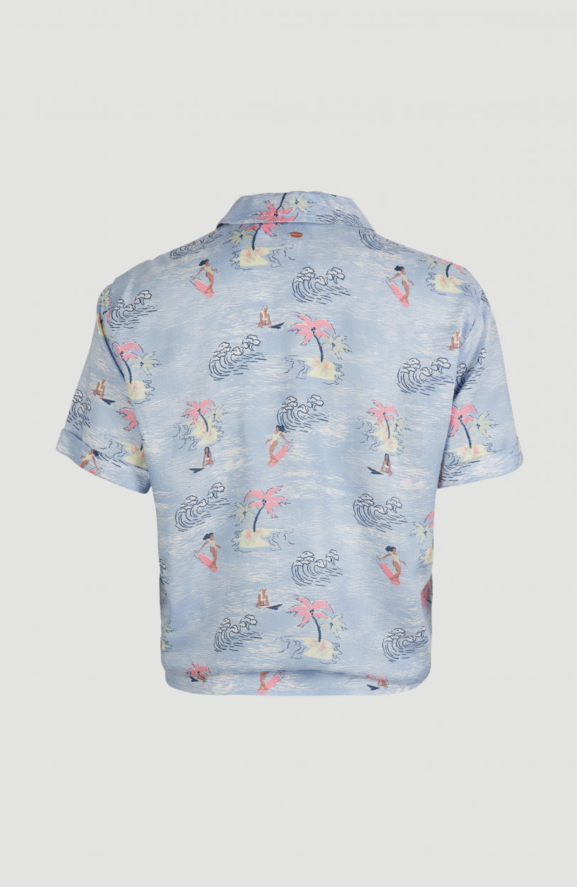 Cali Woven Shirt Shortsleeve | Blue With Pink or Purple