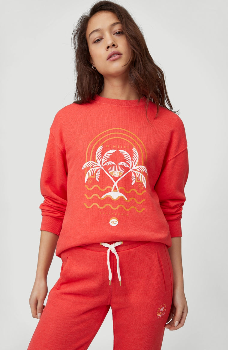 Cali Graphic Crew Sweatshirt | Hot Coral