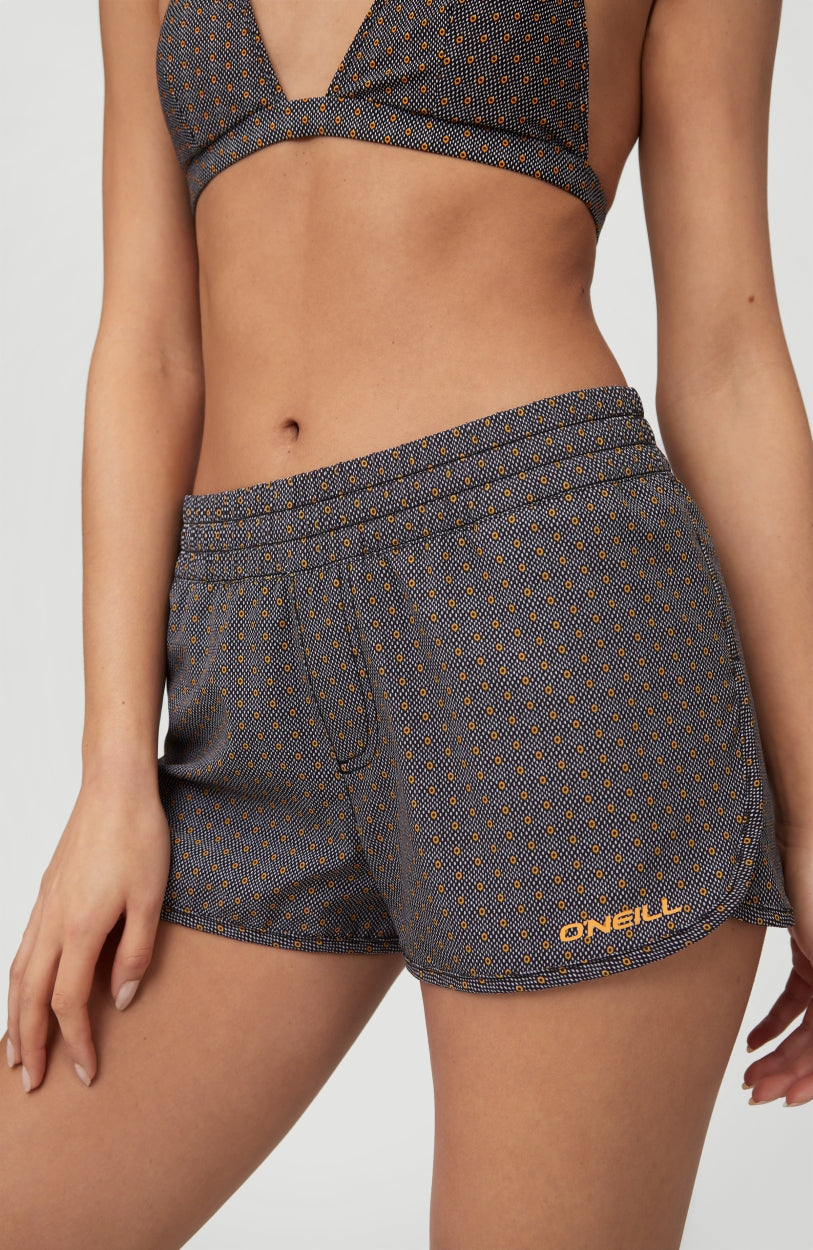 Anglet Board Short All Over Print | Black With Yellow 1