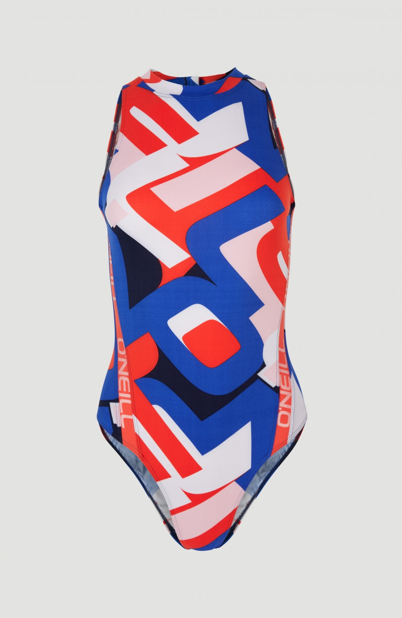 Athleisure Swimsuit | Blue With Red