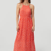 All Over Print Midi Dress | Red With White