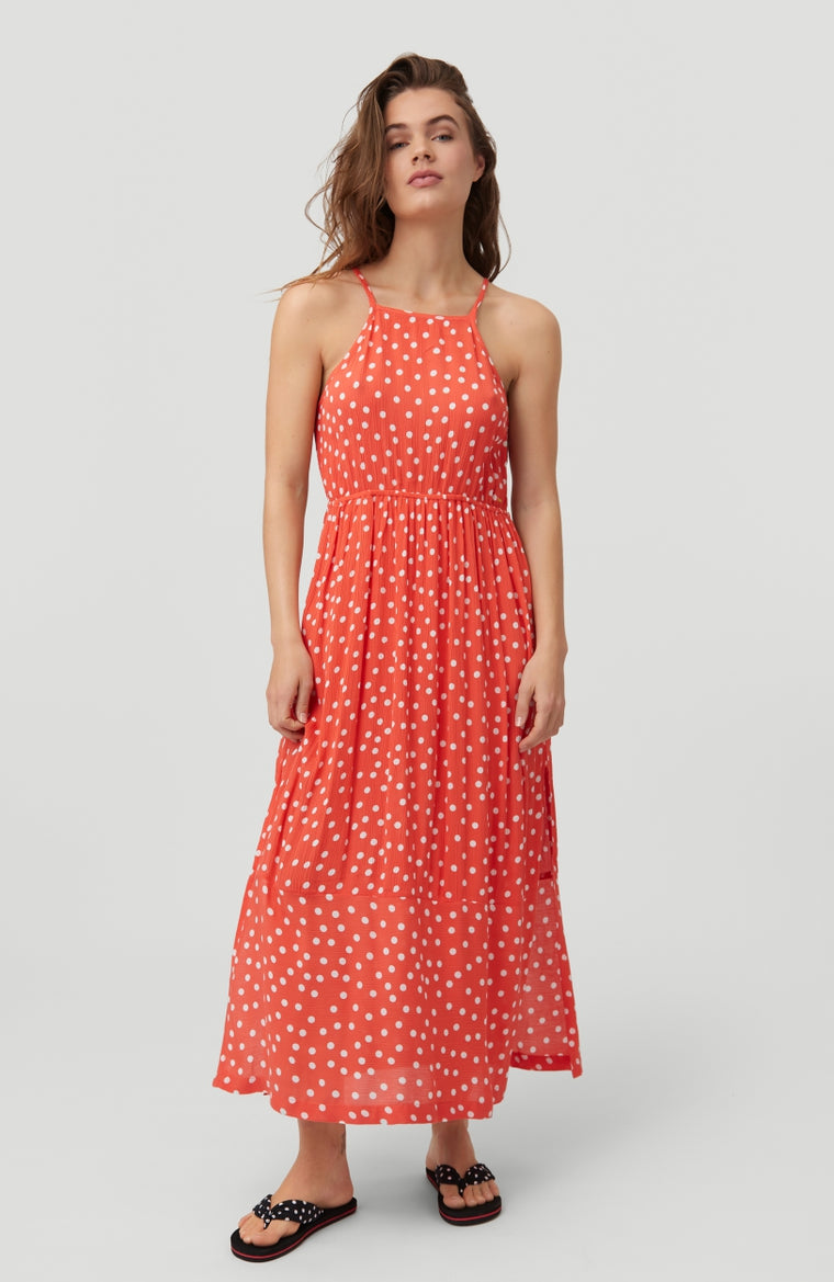 All Over Print Midi Dress | Red With White