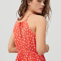 All Over Print Midi Dress | Red With White