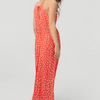 All Over Print Midi Dress | Red With White