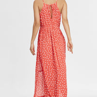 All Over Print Midi Dress | Red With White