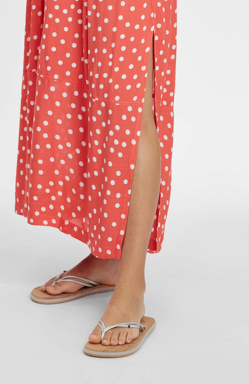All Over Print Midi Dress | Red With White