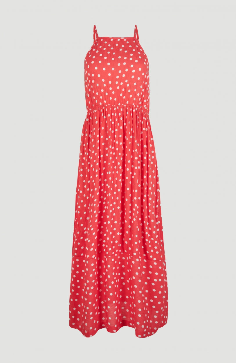 All Over Print Midi Dress | Red With White