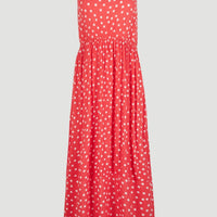 All Over Print Midi Dress | Red With White