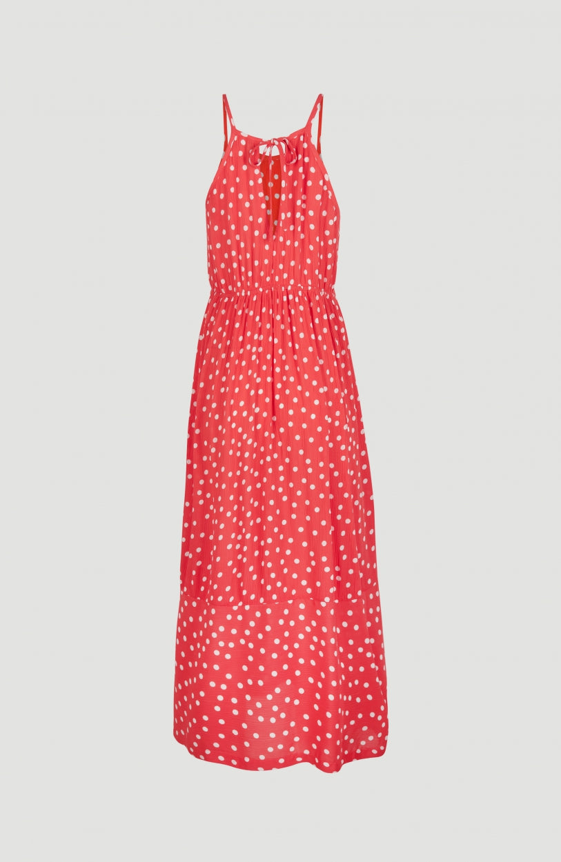 All Over Print Midi Dress | Red With White