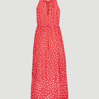 All Over Print Midi Dress | Red With White
