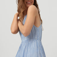 All Over Print Midi Dress | Blue With White