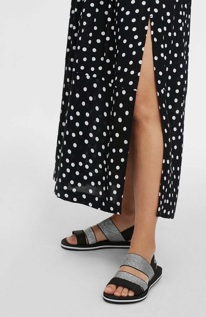 All Over Print Midi Dress | Black With White