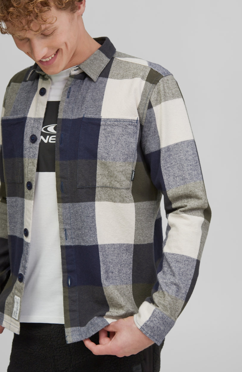 Utility Flannel Check Shirt | Blue Print - A
