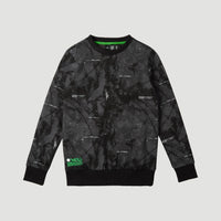 All Over Print Hybrid Crew Sweatshirt | Black With White