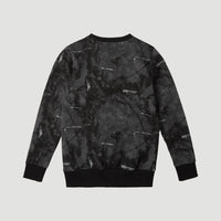 All Over Print Hybrid Crew Sweatshirt | Black With White