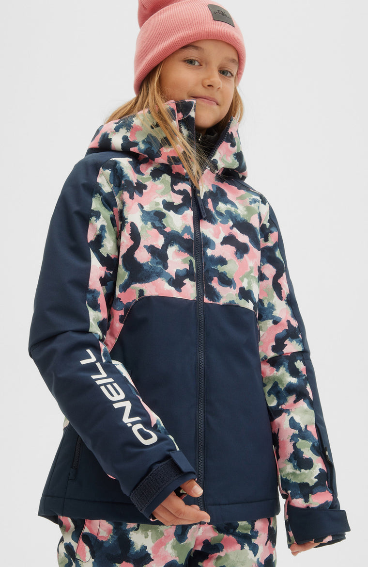 Adelite All Over Print Snow Jacket | Blue With Pink or Purple
