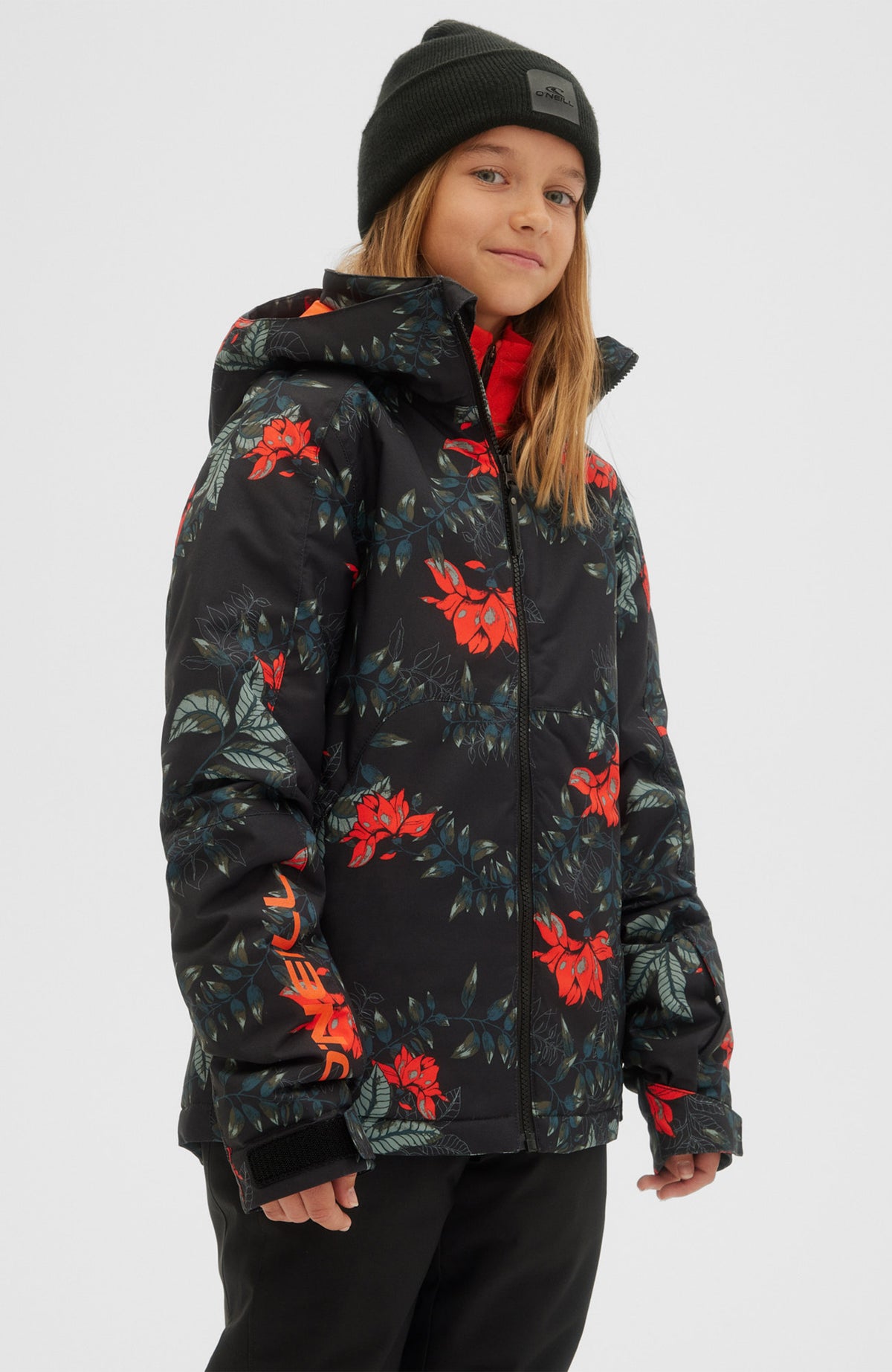 Adelite All Over Print Snow Jacket | Black With Green