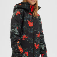 Adelite All Over Print Snow Jacket | Black With Green